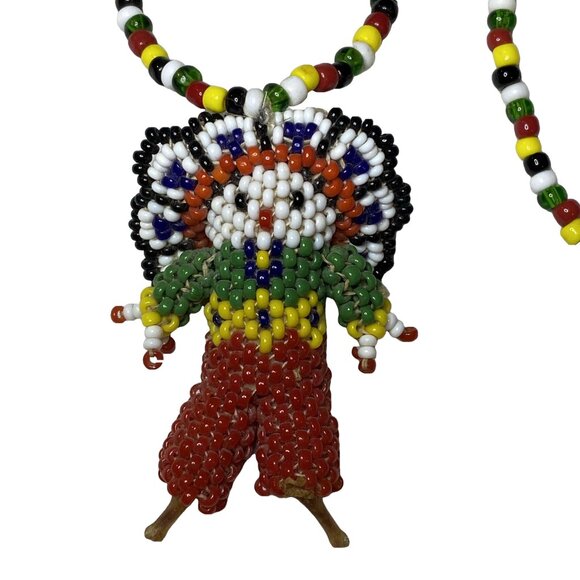 1970s Zuni Beaded Kachina Necklace Southwestern Vintage Art - Picture 3 of 14